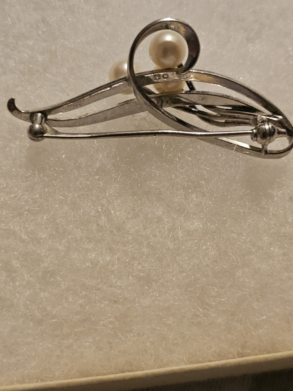 Mikimoto Sea Pearl Akoya sterling silver Brooch Japan,1980s, 3.9 g. Vintage.