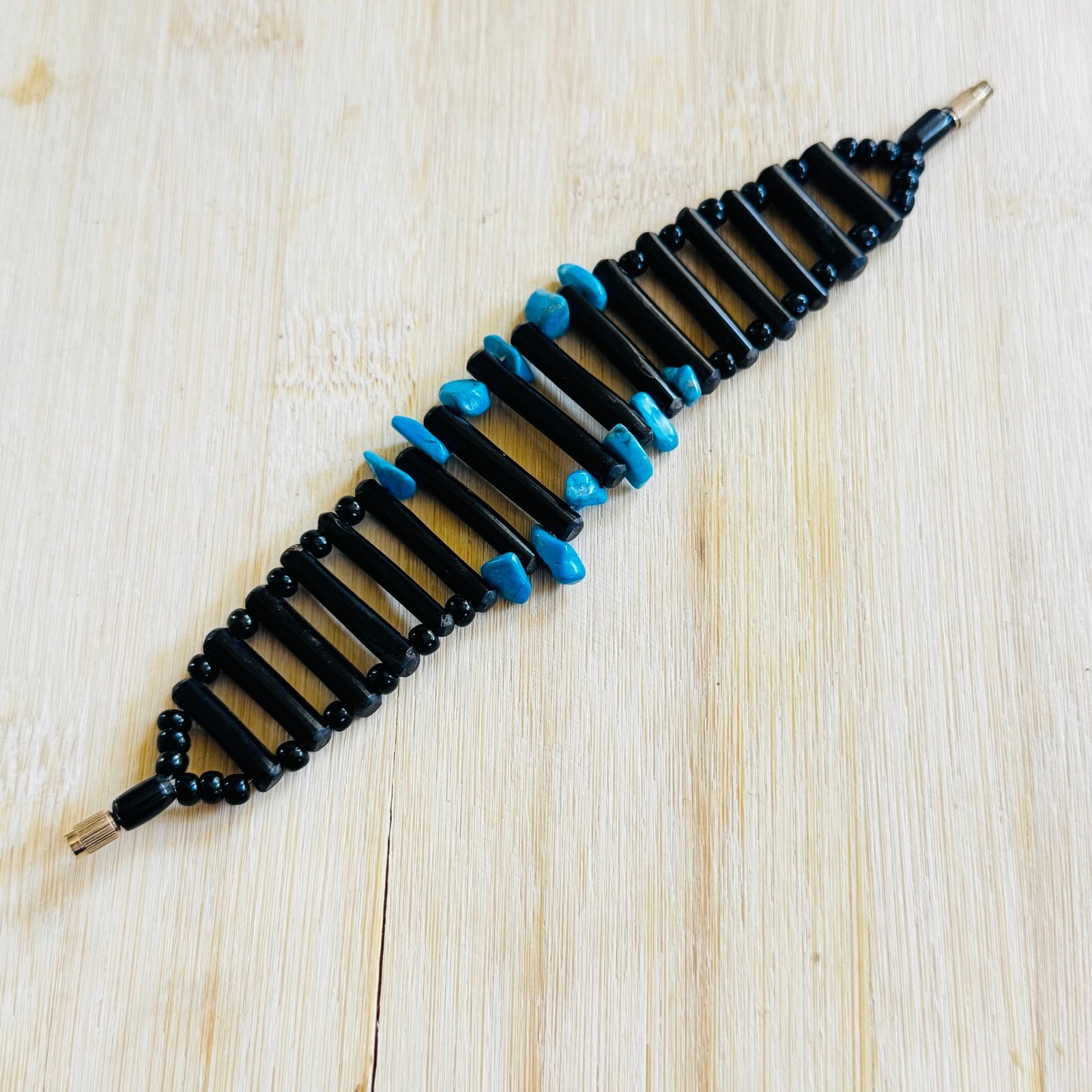 Black Coral Turquoise VTG Bracelet Natural Genuine Hawaiian Authentic Bamboo