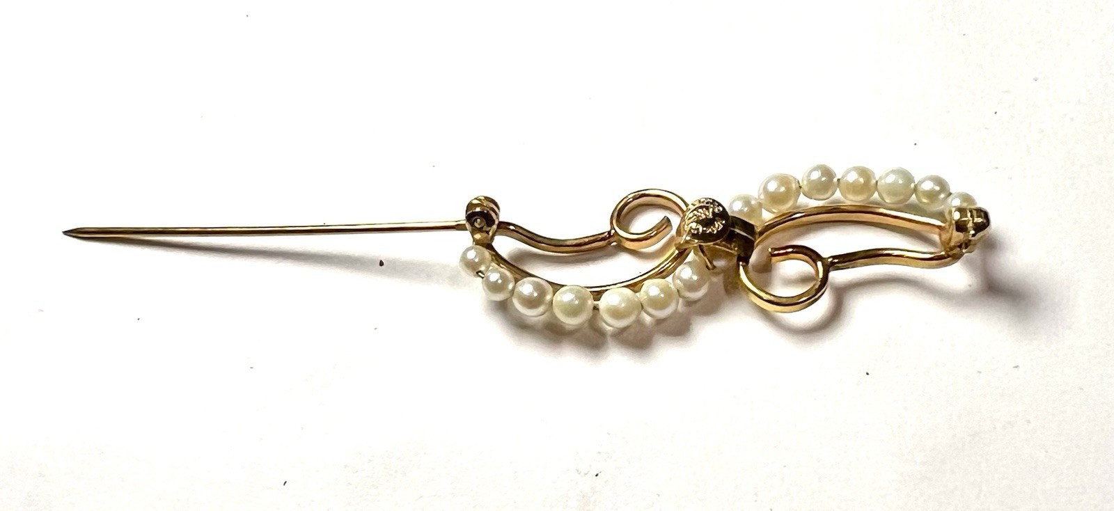 Vintage Seed Pearl Gold Filled Swirl Brooch Seed Pearl Enamel Mikimoto Style