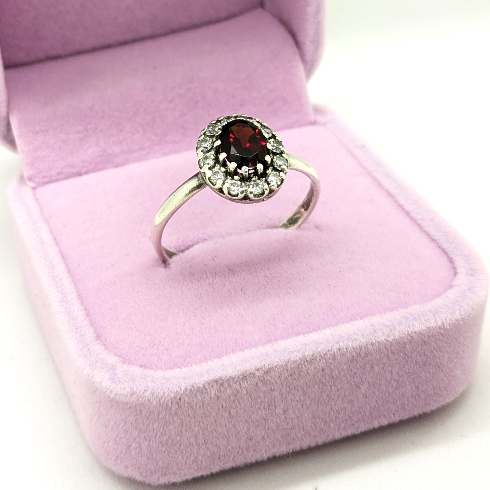 Vintage Luxury RING Silver 925 with Big Bright Garnet -size: 10US (17.5mm)| #71