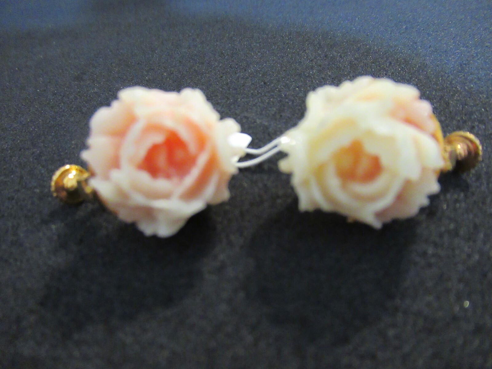 Vendome Gold Tone Enamel Rose Flower Clip On Adjustable Earrings NOS
