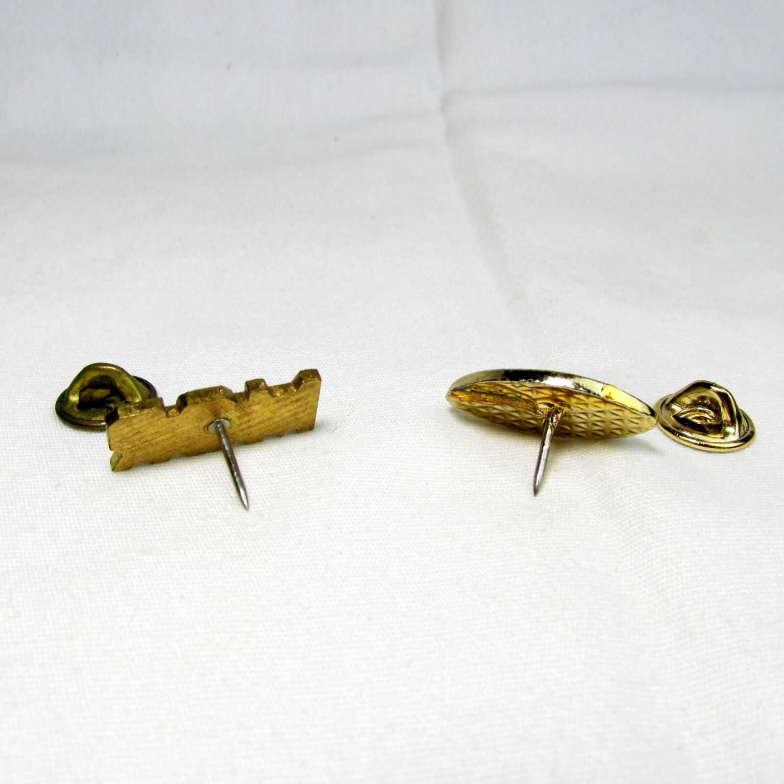 Vtg Management MGR Manager & Football Clutchback Golden Lapel Hat Pins Varsity