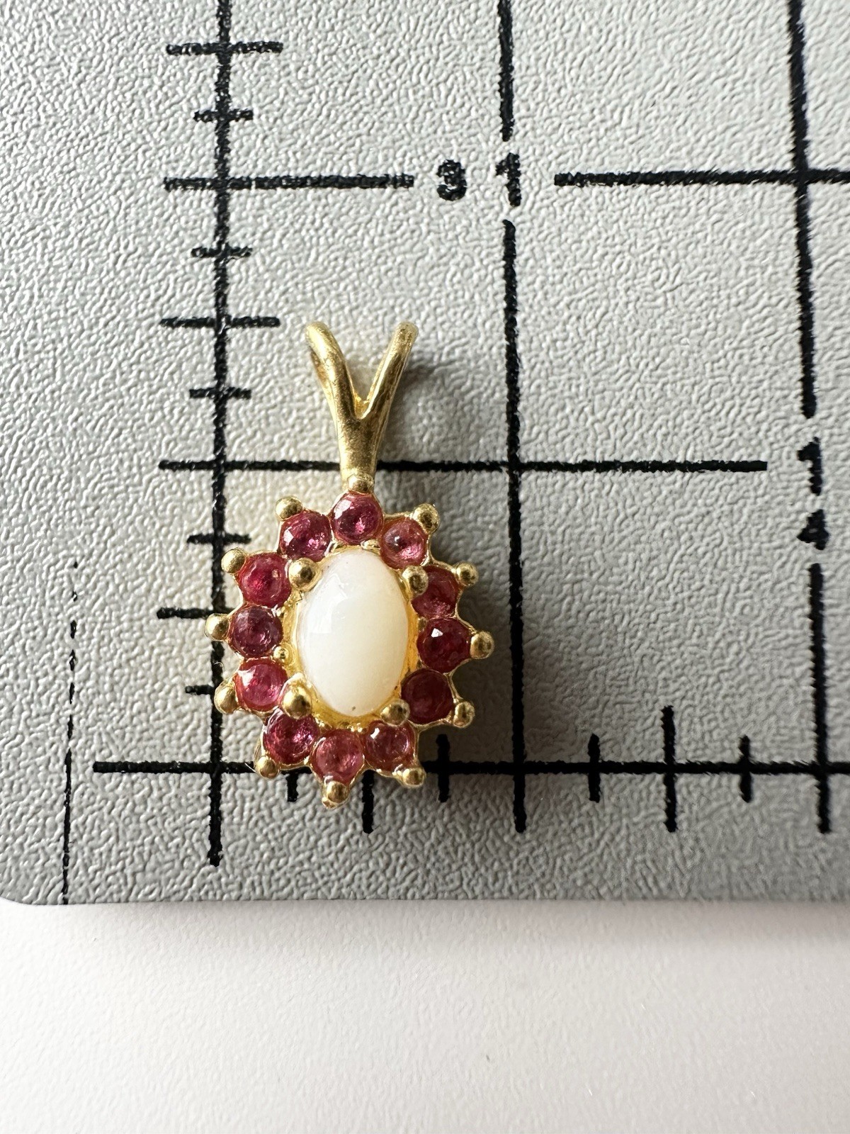 Vintage Pink Spinel Opal Pendant Gold Tone