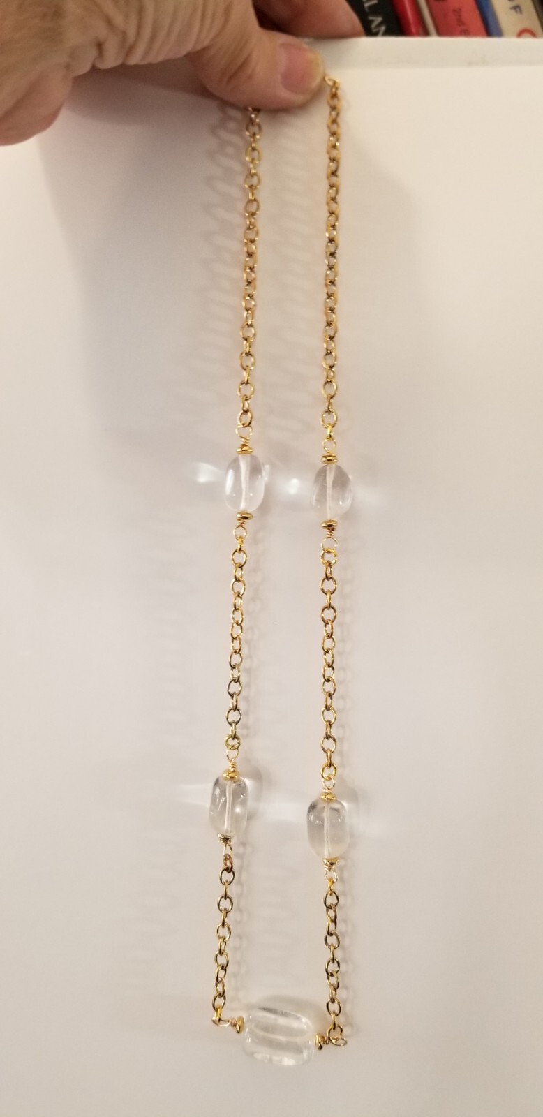 Vtg elements Victorian Lozenge Rock Crystal Pool Of light Style Necklace Springr