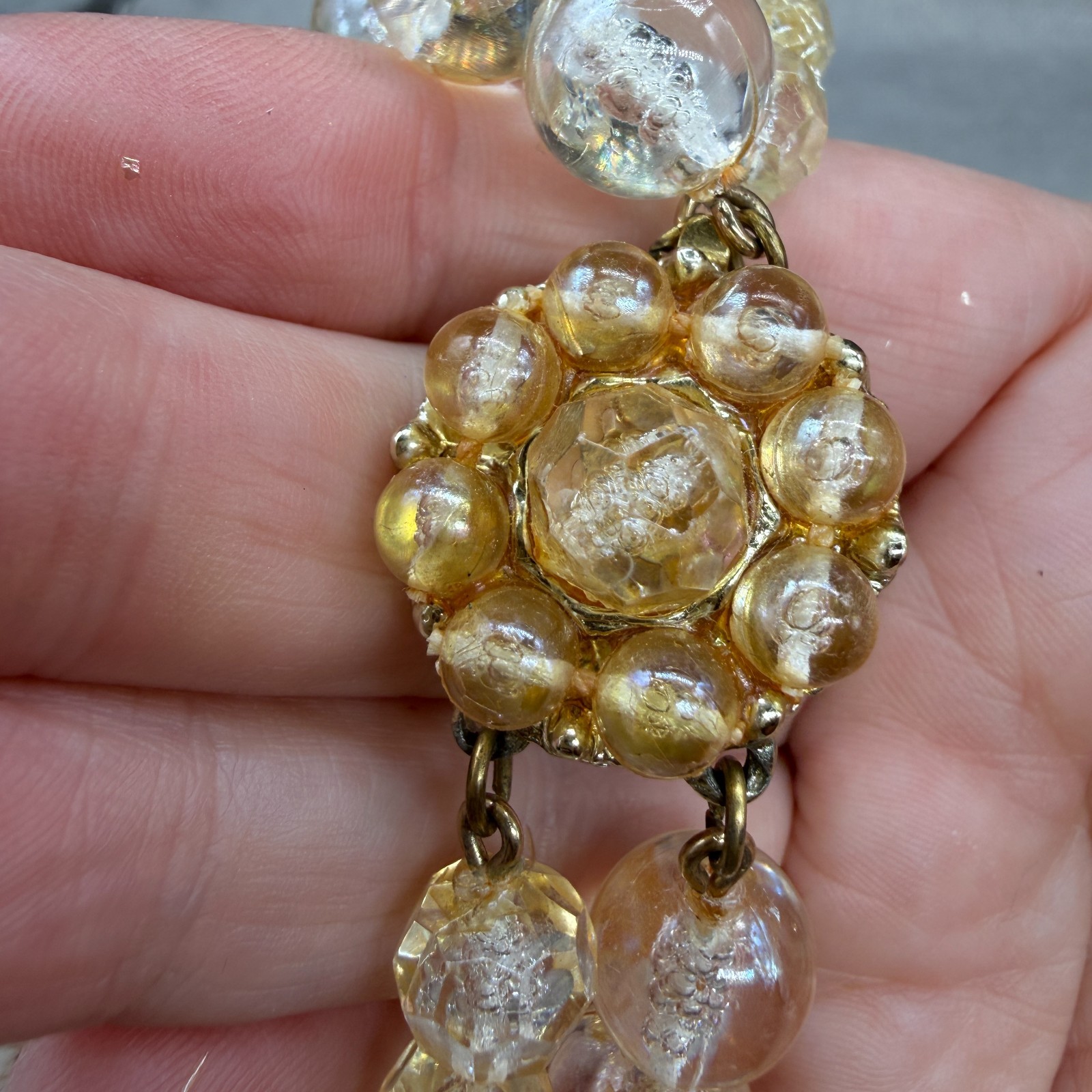 Vintage Necklace Golden Acrylic Beads Double Strand 22 Inches