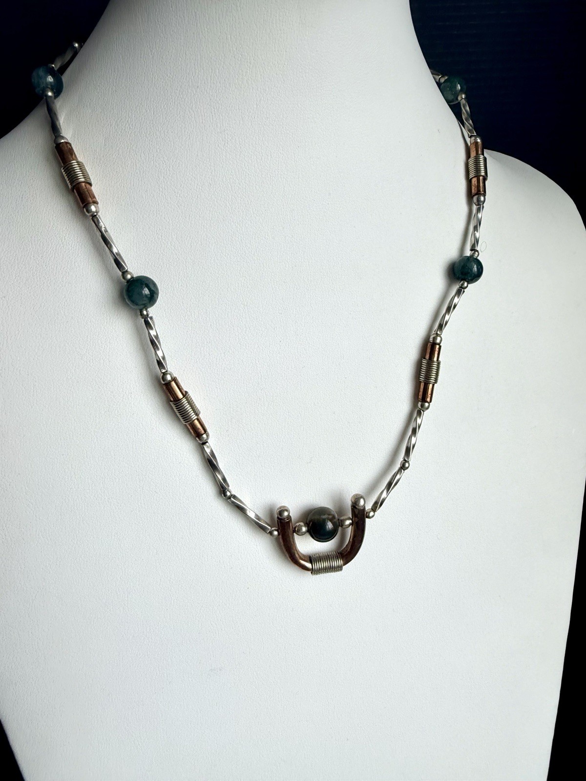 Los Castillo 925 Silver & Copper Vintage Unique Necklace 18” MCM RARE! BG