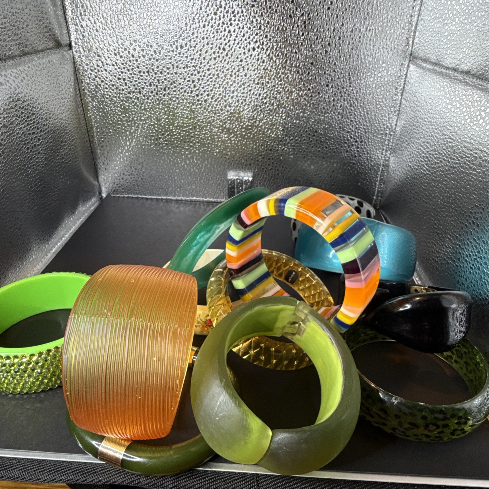 Vintage 12 Celluloid & Lucite Plastic Bracelets Variety Collection