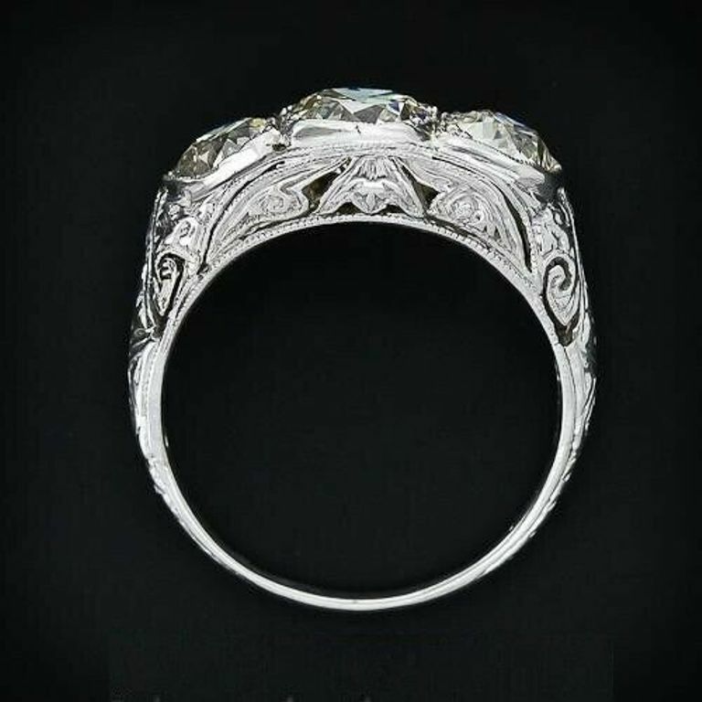 2.80Ctw White Round Simulated Diamond Art Deco Wedding 925 Sterling Silver Ring