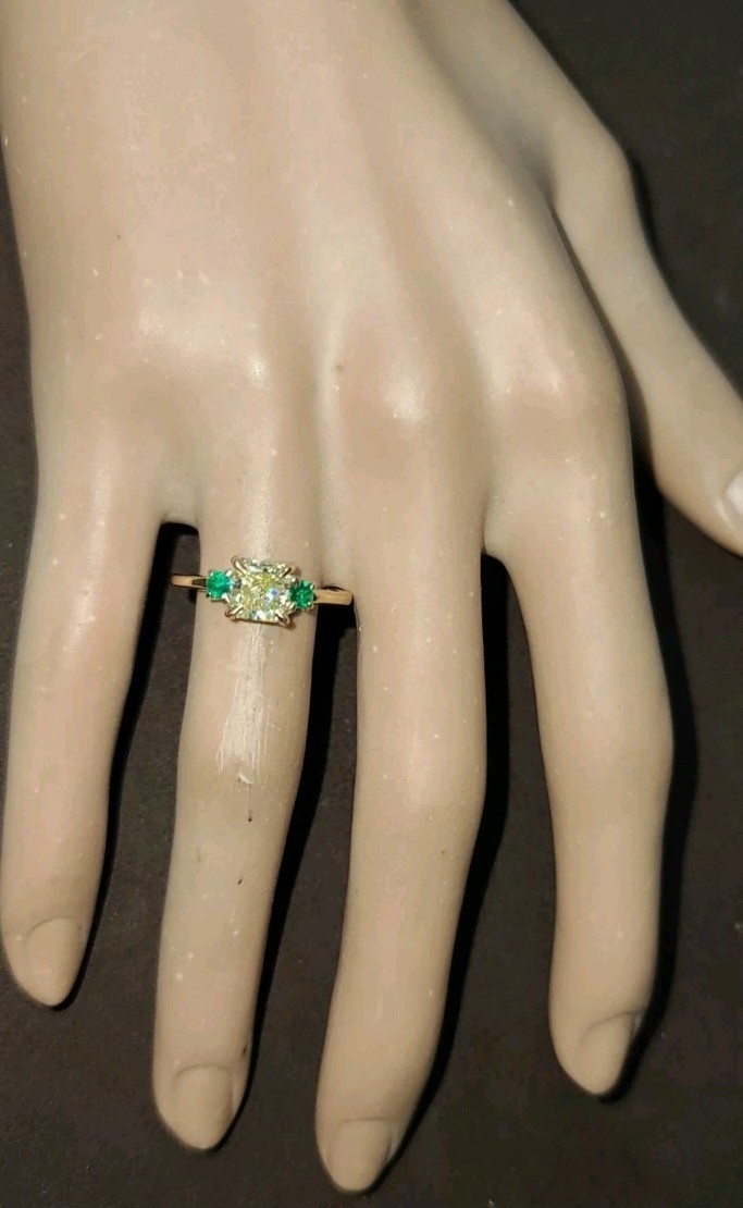 14k Yellow Gold Vintage Engagement ring 1.17ct.Natural Yellow Diamond Radiant