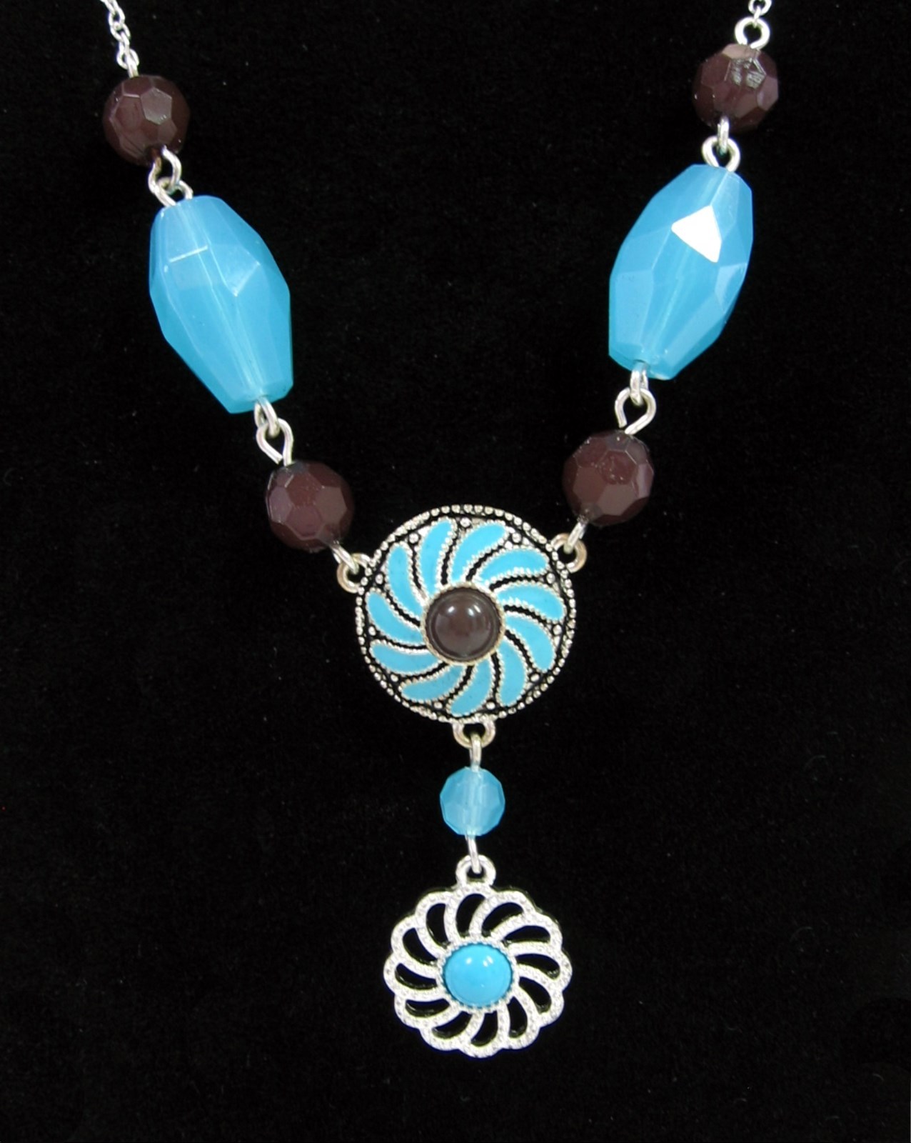 WESTERN CHIC NECKLACE & Pierced EARRINGS Gift Set Box Turquoise-Blue AVON