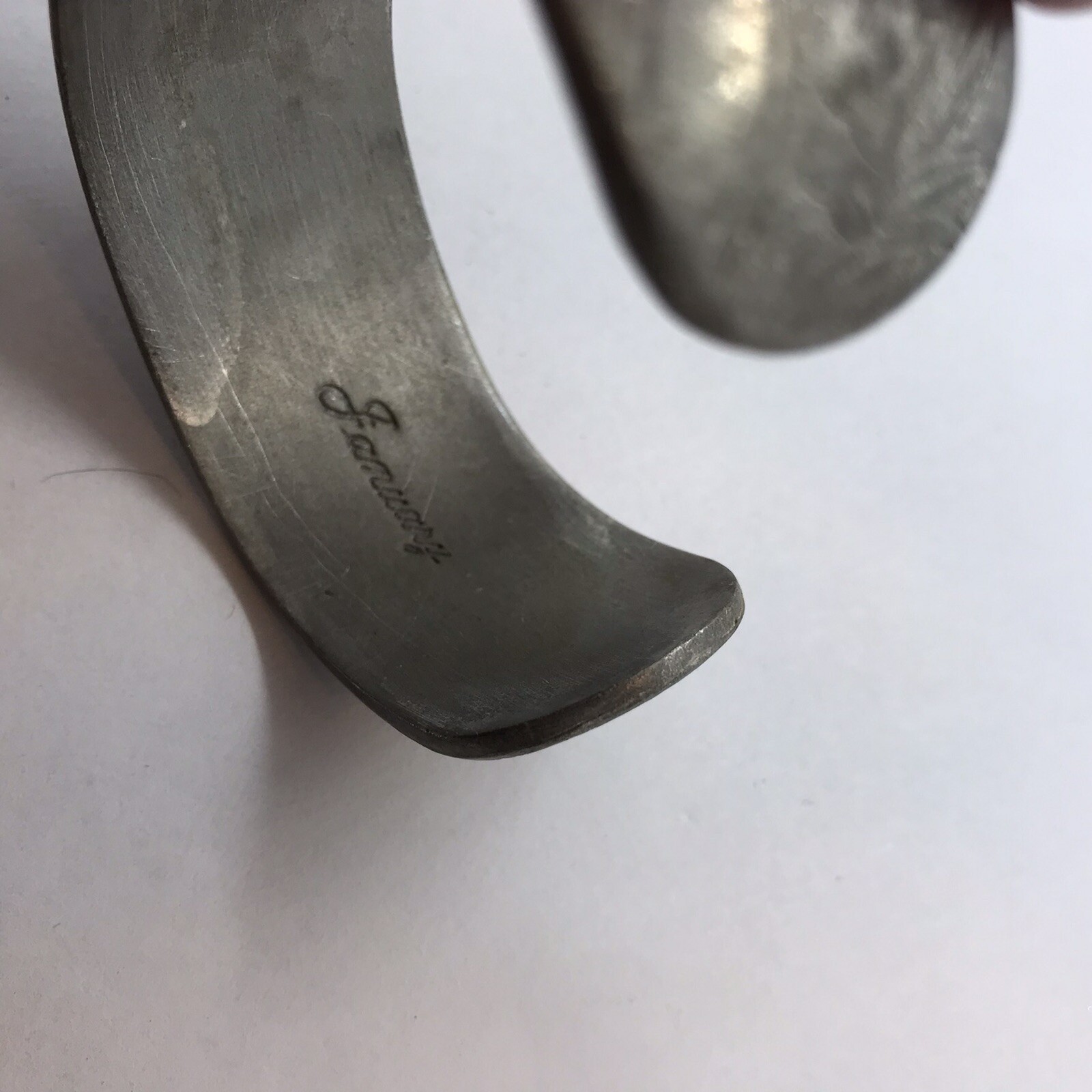 Vintage Cuff Bracelet Salisbury Pewter January Flower Birth Month Etched Metal