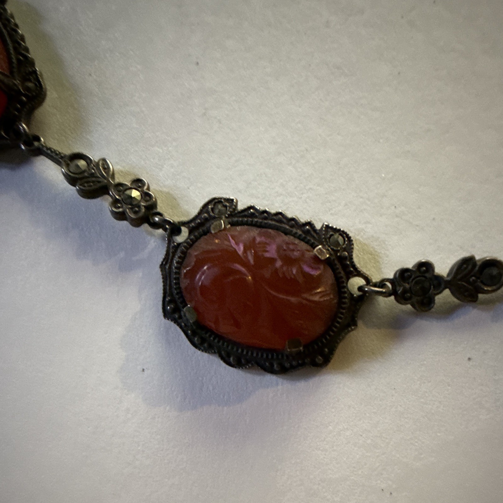 Vintage Revival Necklace Art Deco Style Glass Filigree Festoon Choker