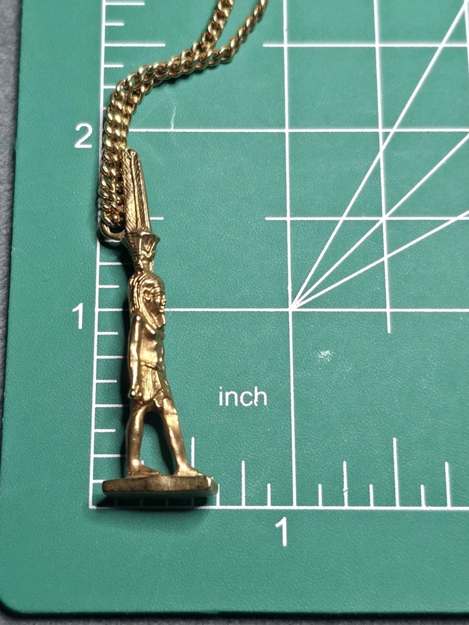 Vintage Alva Museum Replica Egyptian Nefertem God Pendant Necklace 1970s Signed