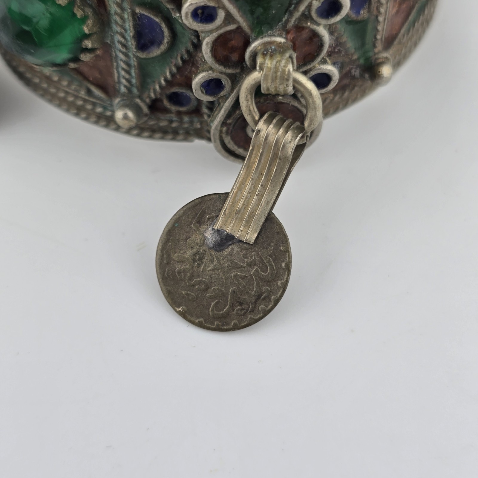 Vintage Berber Moroccan Style Enamel Cuff Bracelet Ethnic Tribal Coin Bangle