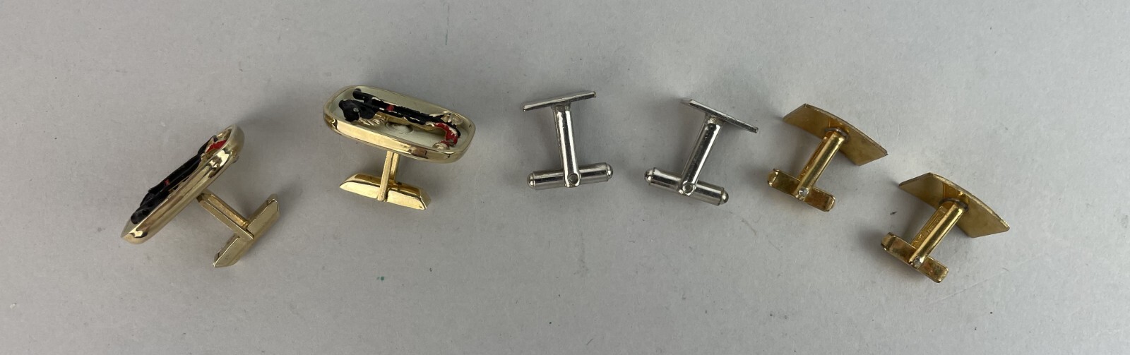 VTG LOT Of 3 Gold Silver Plate metal cufflinks MIXED LOT, m3