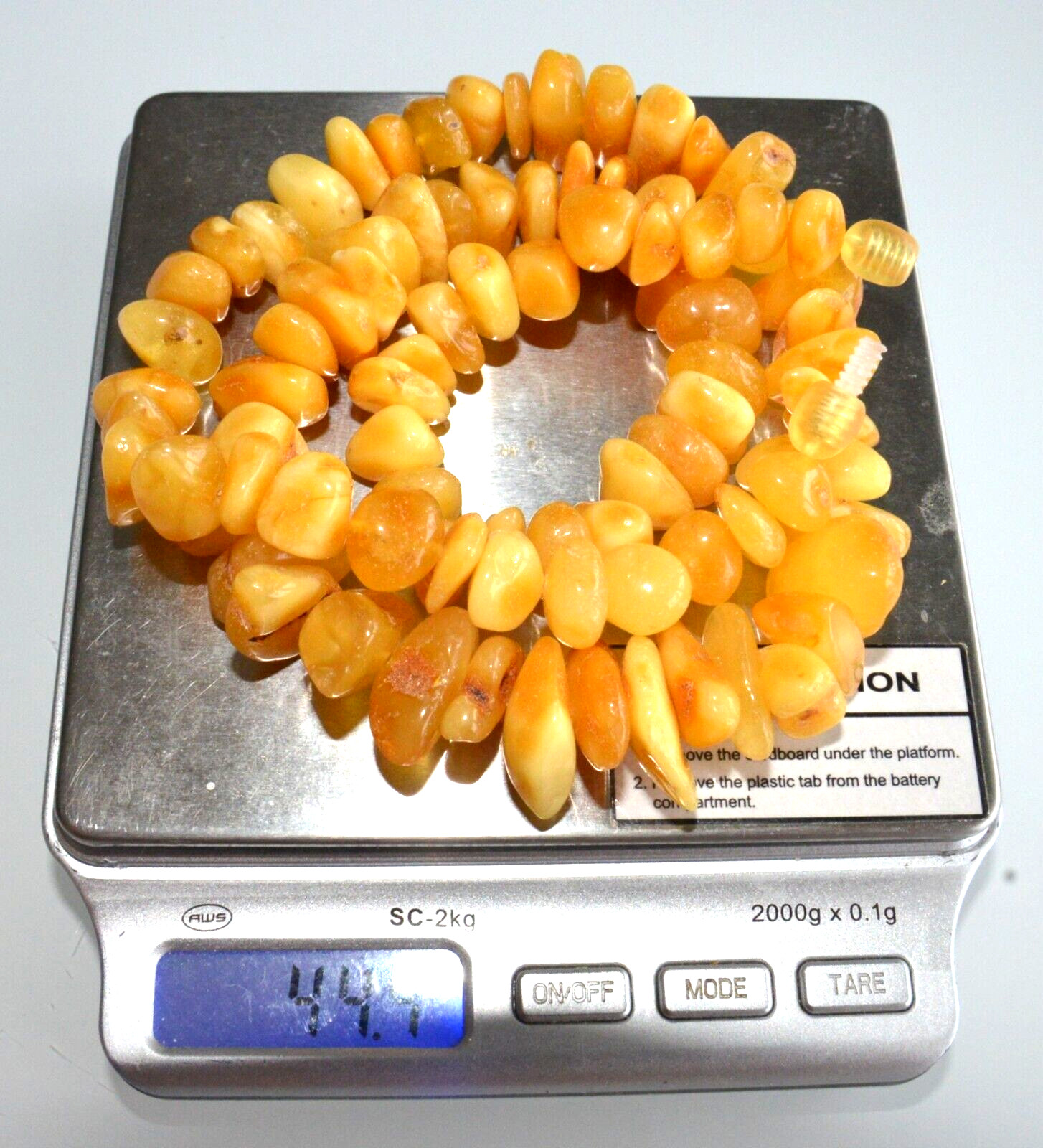 44gr RUSSIAN SOVIET BALTIC AMBER BEAD NECKLACE 琥珀 BRACELET STONE PENDANT EARRING