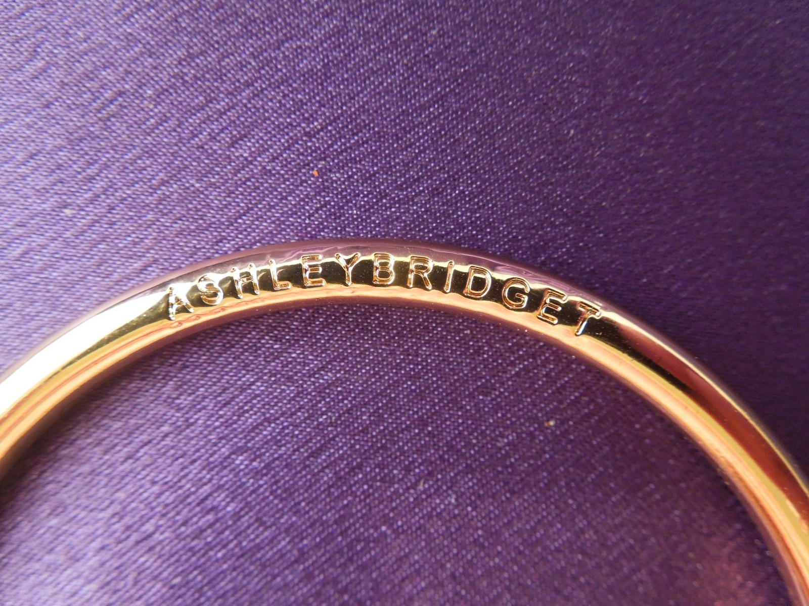 Ashley Bridget Artist Designed Gold Tone Bangle Bracelet W/ Charm