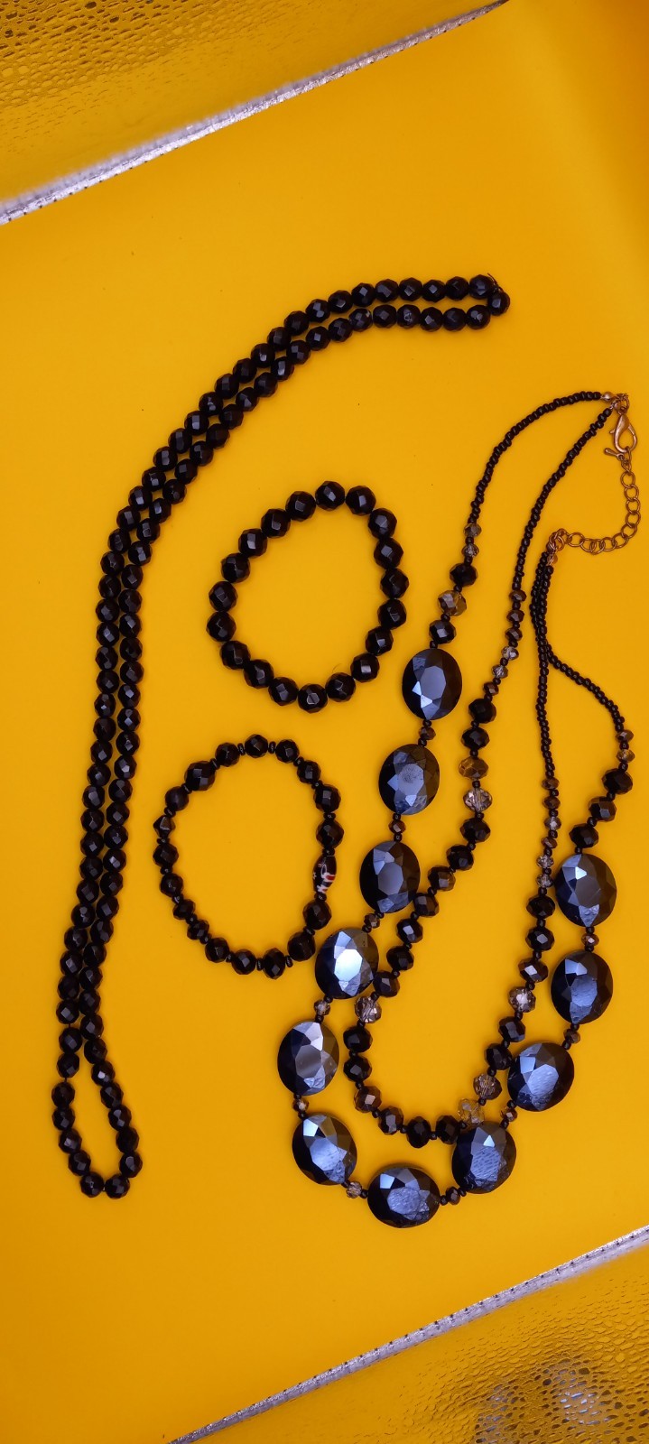 Vintage Black Faceted Crystal Glass Small Jewelry Lot