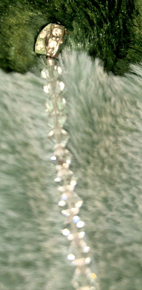 Vintage Faceted Clear Crystal Beaded Necklace, Aurora Borealis, Bi Cone Cut 19″