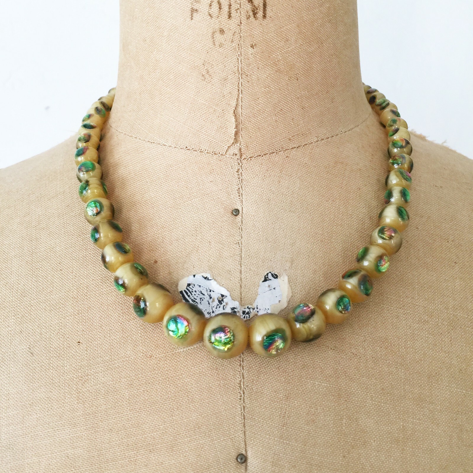 Rare Antique Art Deco Peacock Eye Glass Graduated Beads Circa 1920’s