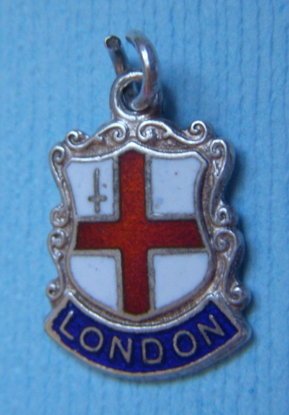 Vintage enamel London England shield sterling charm