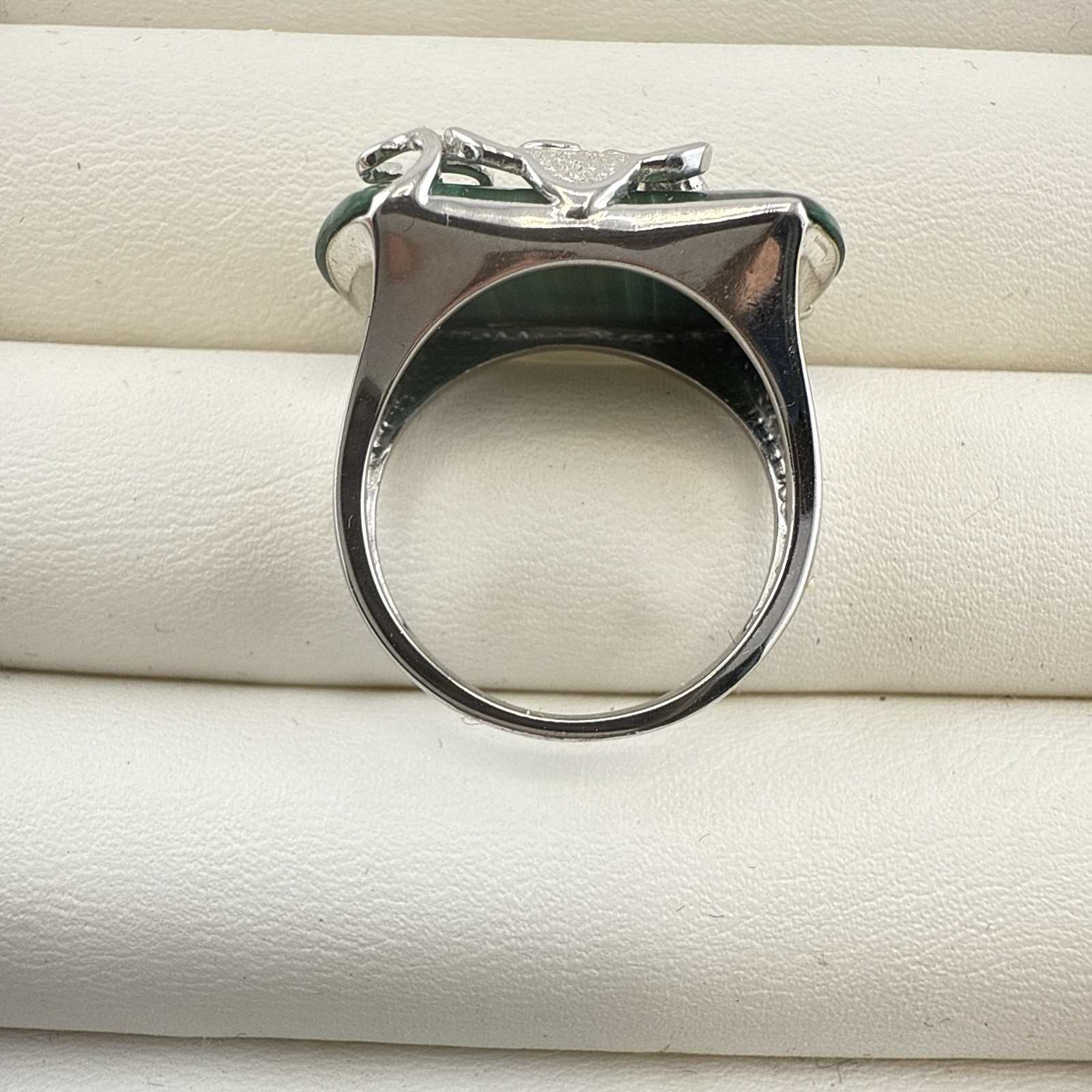 JTV Sterling Silver Ring Green Malachite size 8 Modern Modernist 925 Artisan