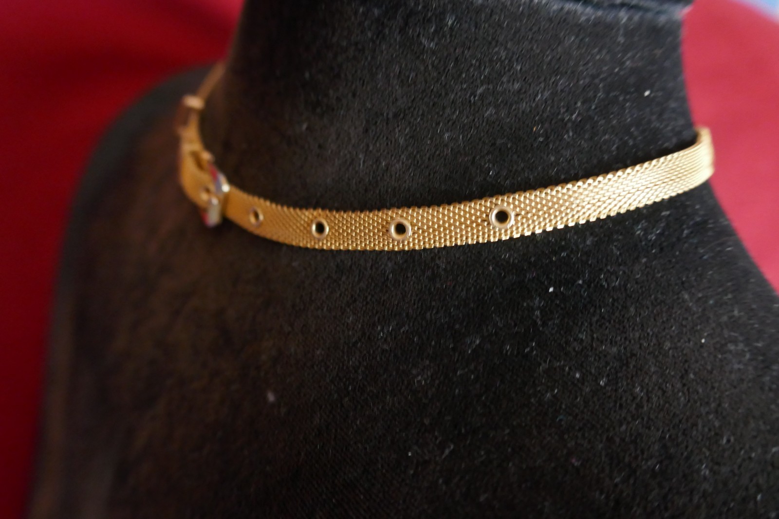 VTG GT Belt Buckle Mesh Chain Adjustable 15″ Total Length Choker Necklace 1/4″ W