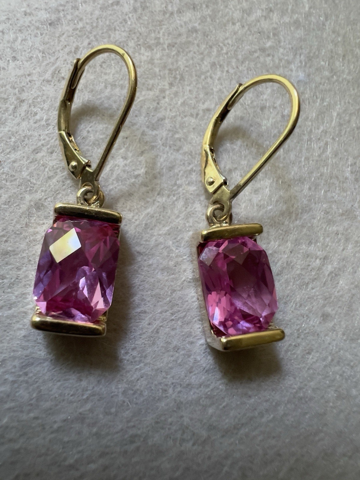 Vintage Sterling Silver Vermeil & Cushion Cut Pink Quartz 7” Bracelet & Earrings