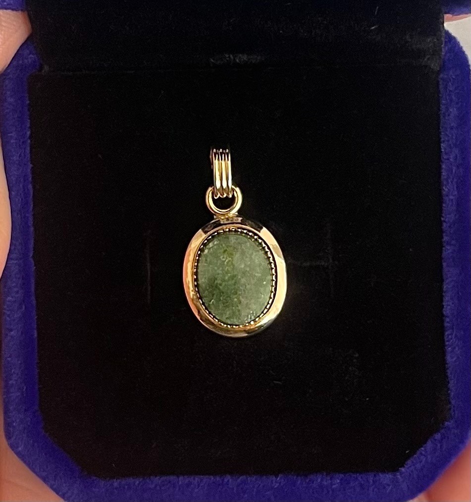Sarah Cov 12K Gold Filled Pendant with Green Jade Stone