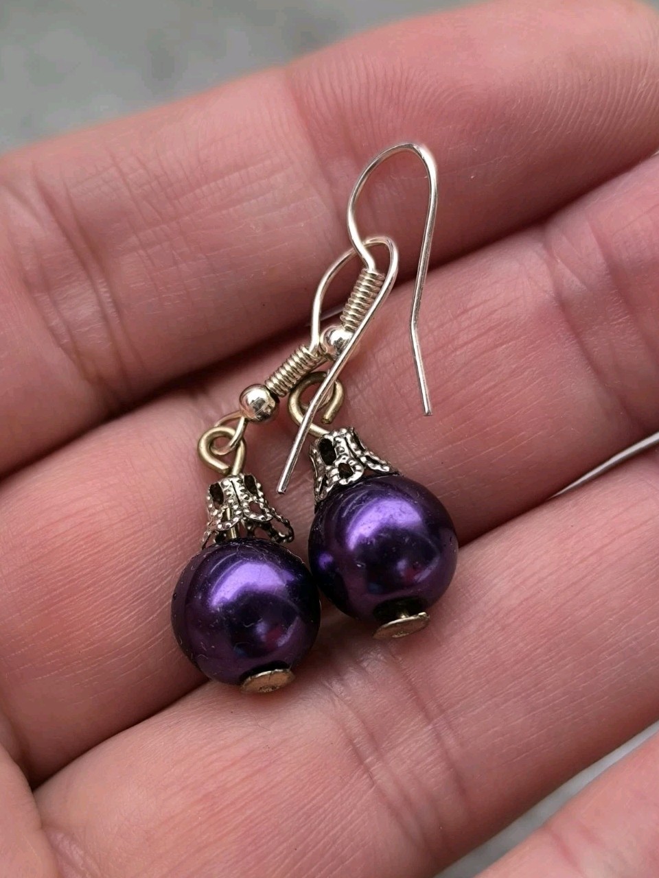 Vintage purple earrings like Christmas tree balls
