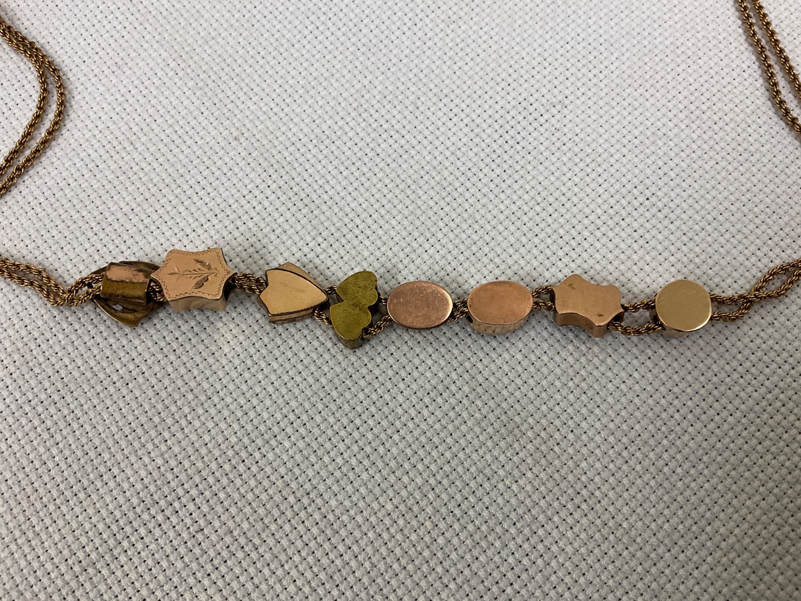 Fabulous Antique 8 Slides Victorian Gold Filled Watch Chain Necklace