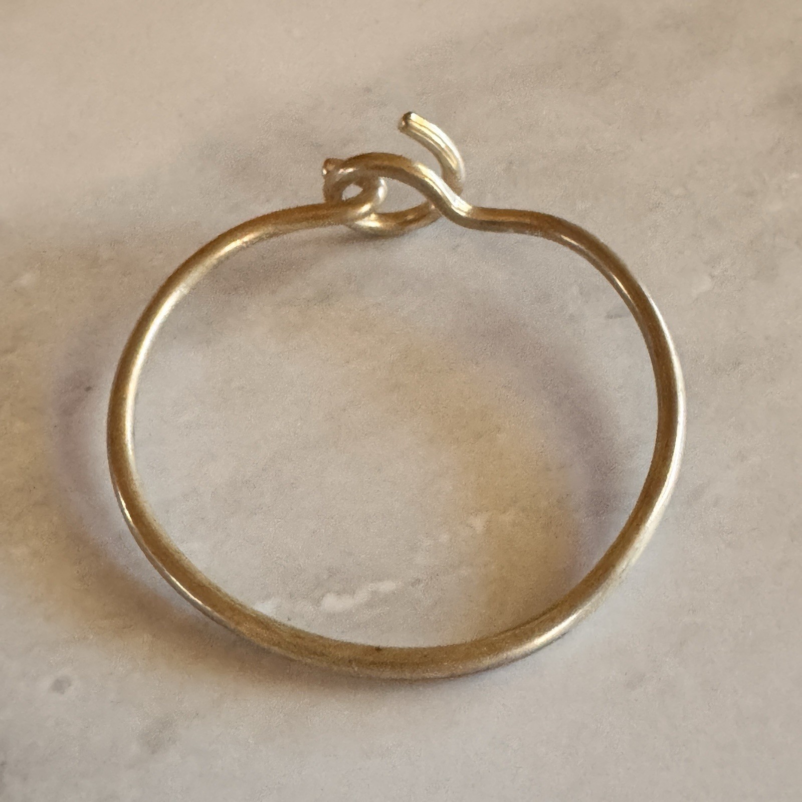 Sterling Silver Modernist Hook Clasp Bangle Bracelet 12.9g Minimalist
