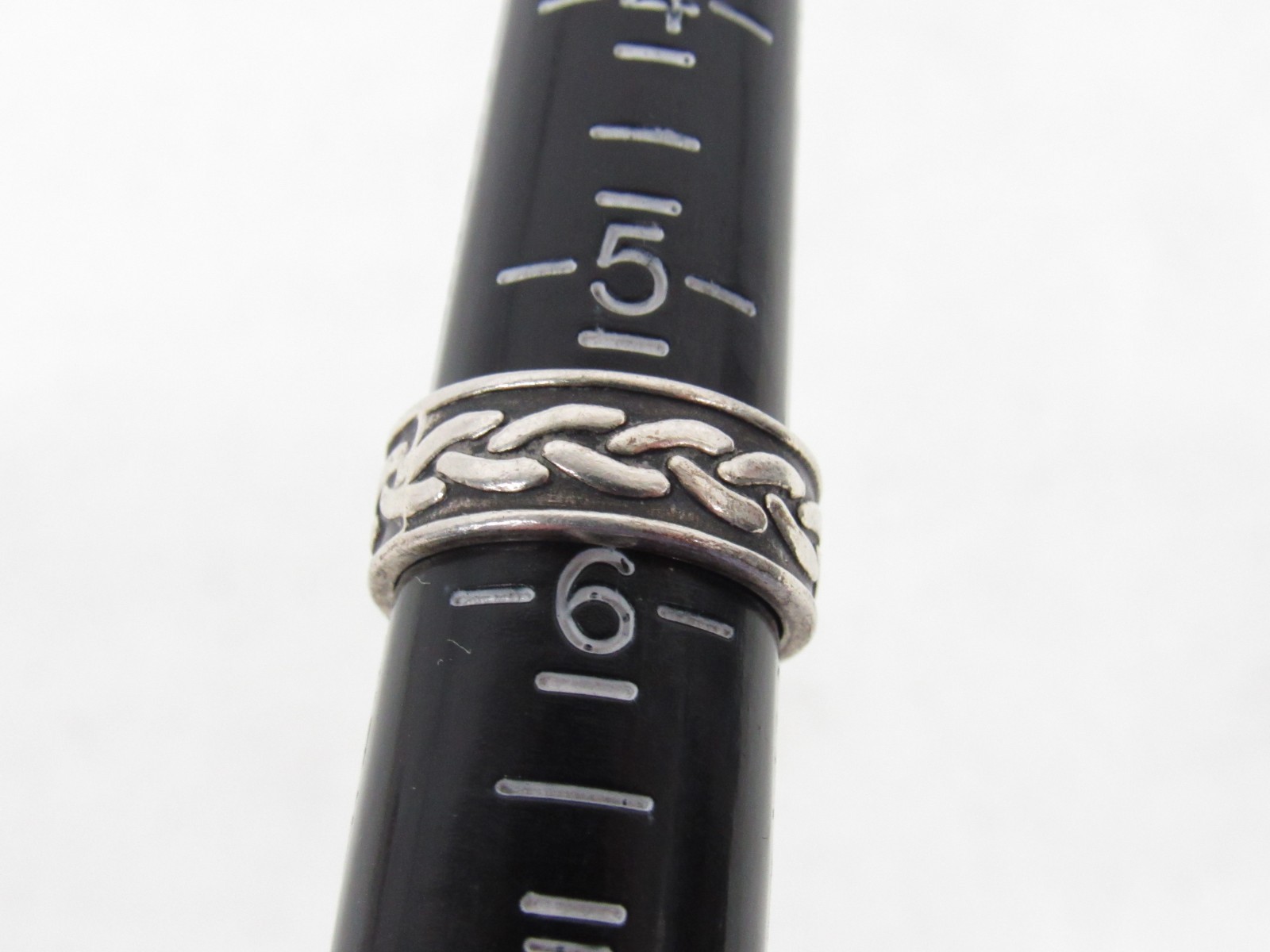 Vtg Taxco 5.3G Sterling Silver Twisted Rope 8mm Band Ring Sz 5.5