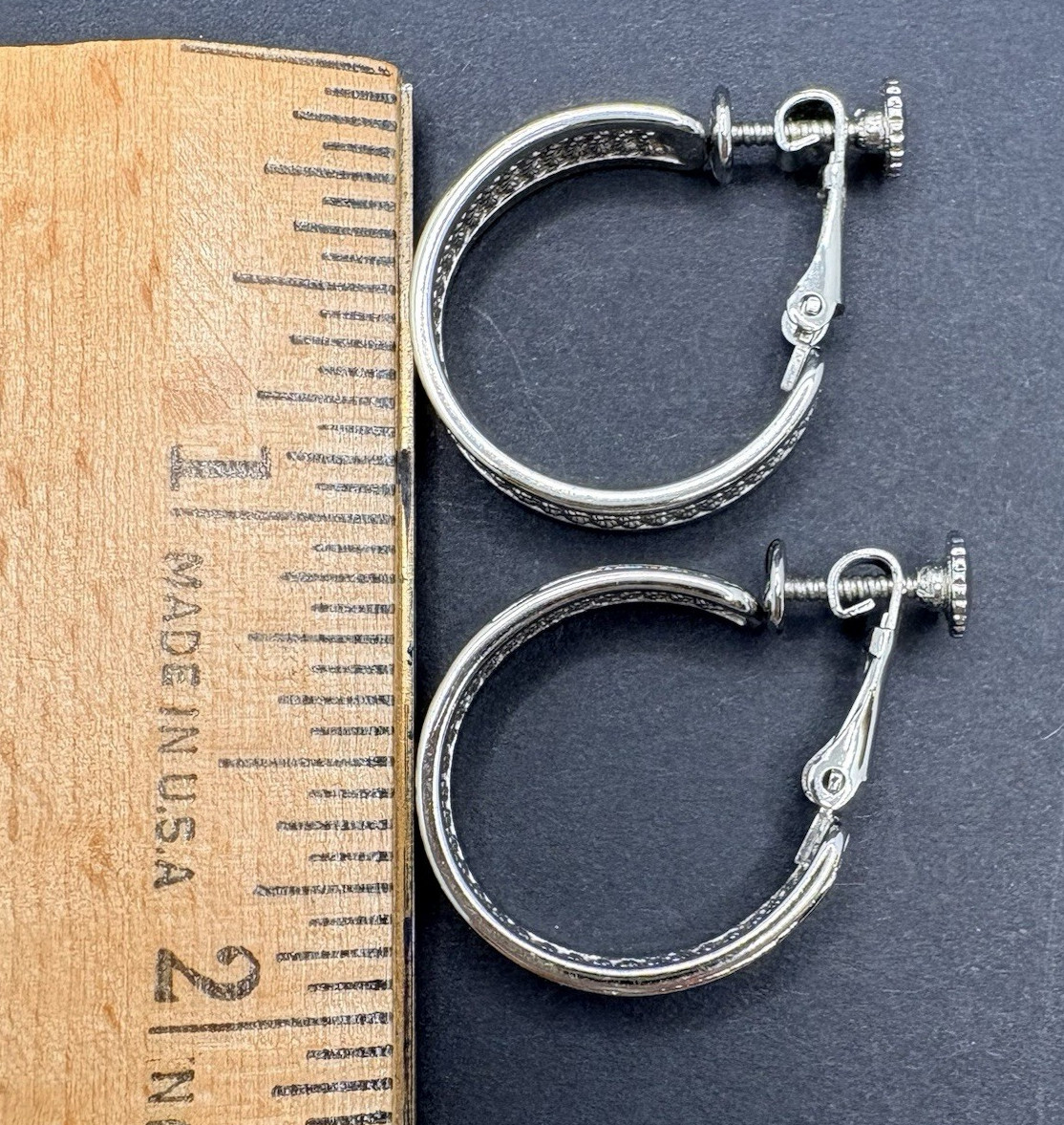 Vintage Napier Hoop Textured Filigree Adjustable Clip On Earrings Classic Glam