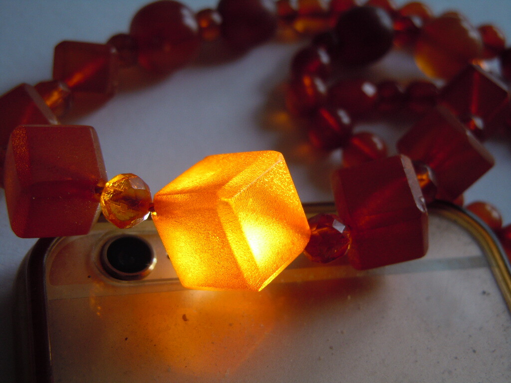 Art Deco Honey Natural Amber Necklace Collar Balls & Cubes 21.4 G/49.5 Cm