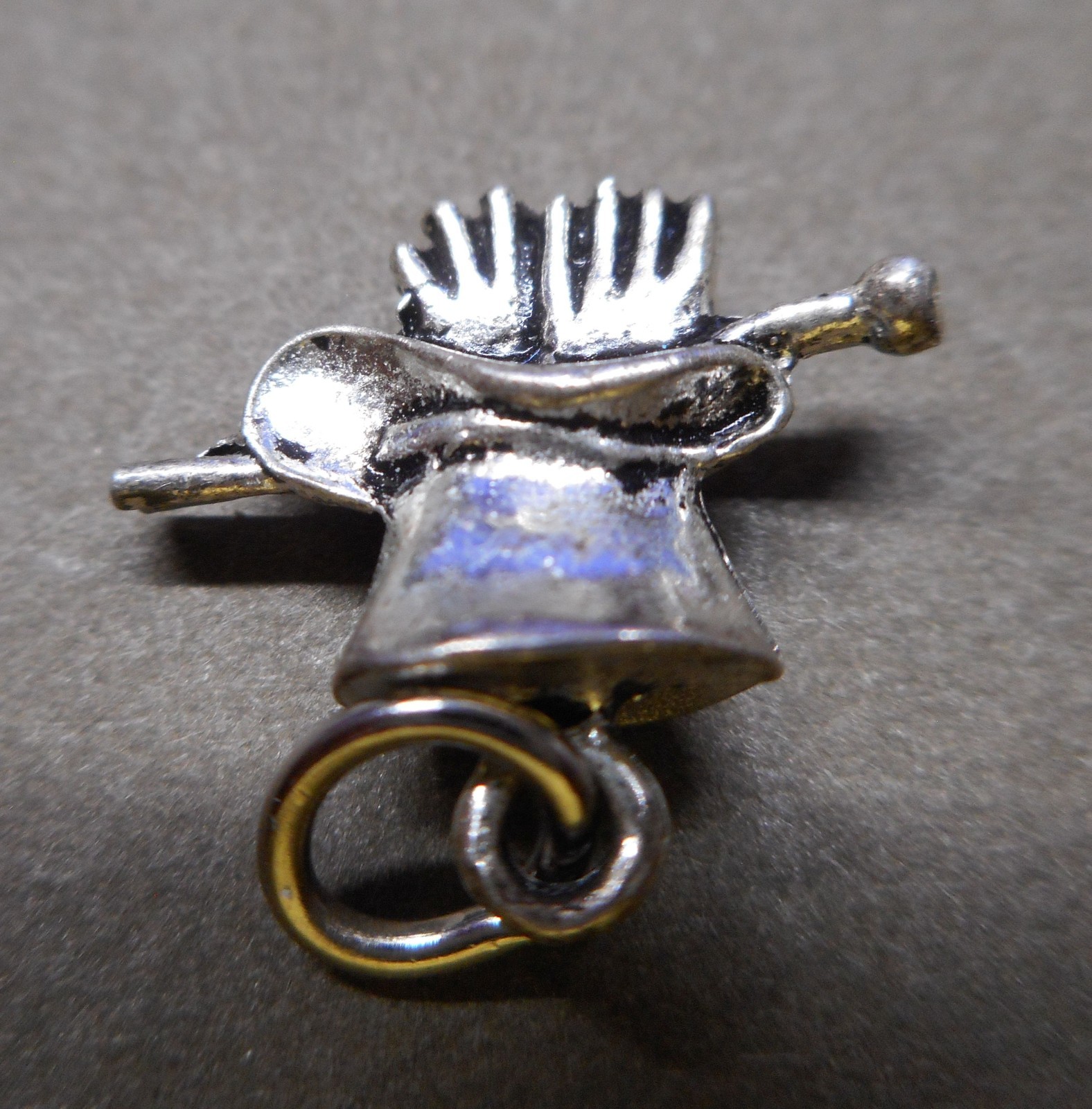 STERLING SILVER CHARM Top Hat Gloves & Cane