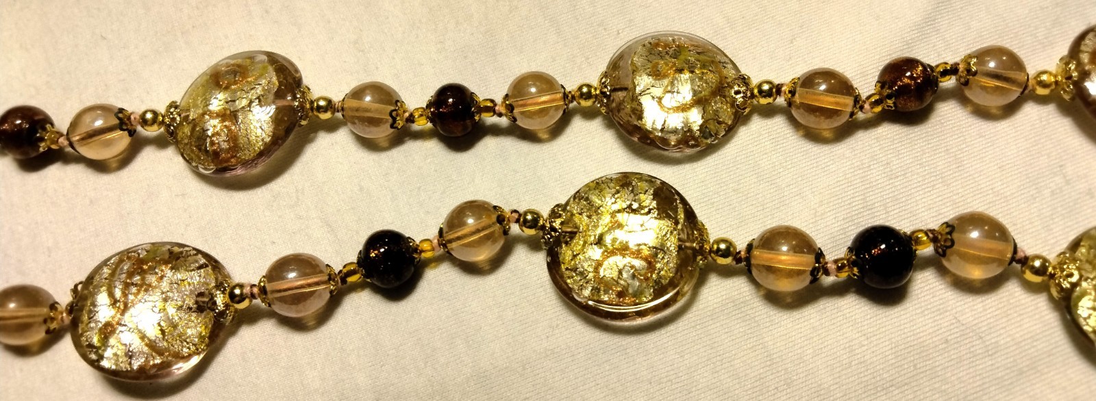 Vintage Venetian Sommerso Foil Fancy Glass Beads Beaded Necklace