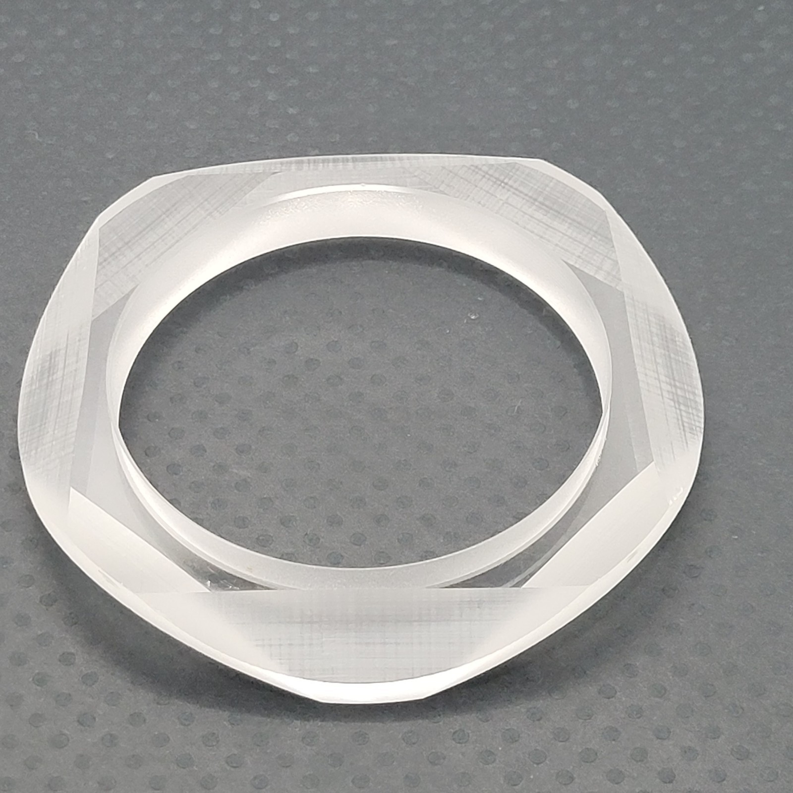 Clear and Frosted Laser Cut Angled Sides Acrylic Bangle Vintage Bracelet 8 Inch
