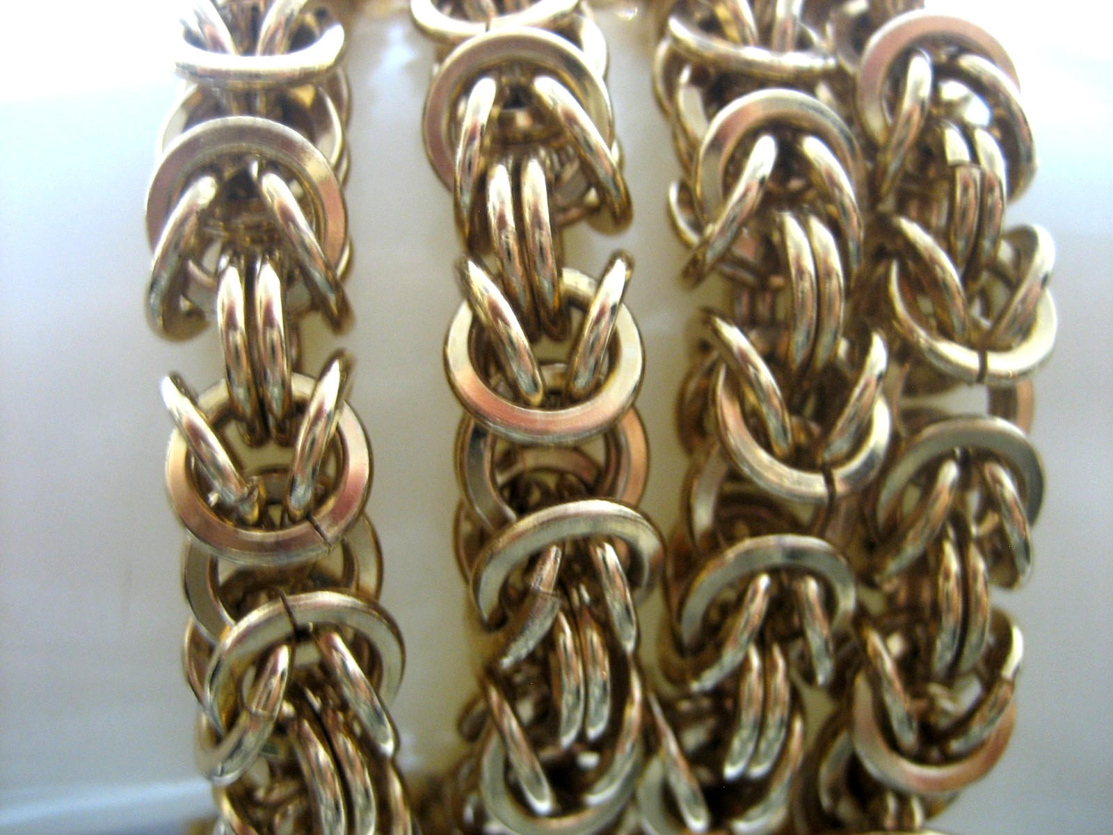 Vintage Style Gold Tone Chunky Byzantine Chain Necklace Heavy Statement Jewelry