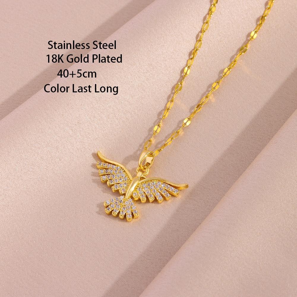 18k Gold Plated Vintage Phoenix Pendant Necklace Women Retro Daily Wear Gift Set