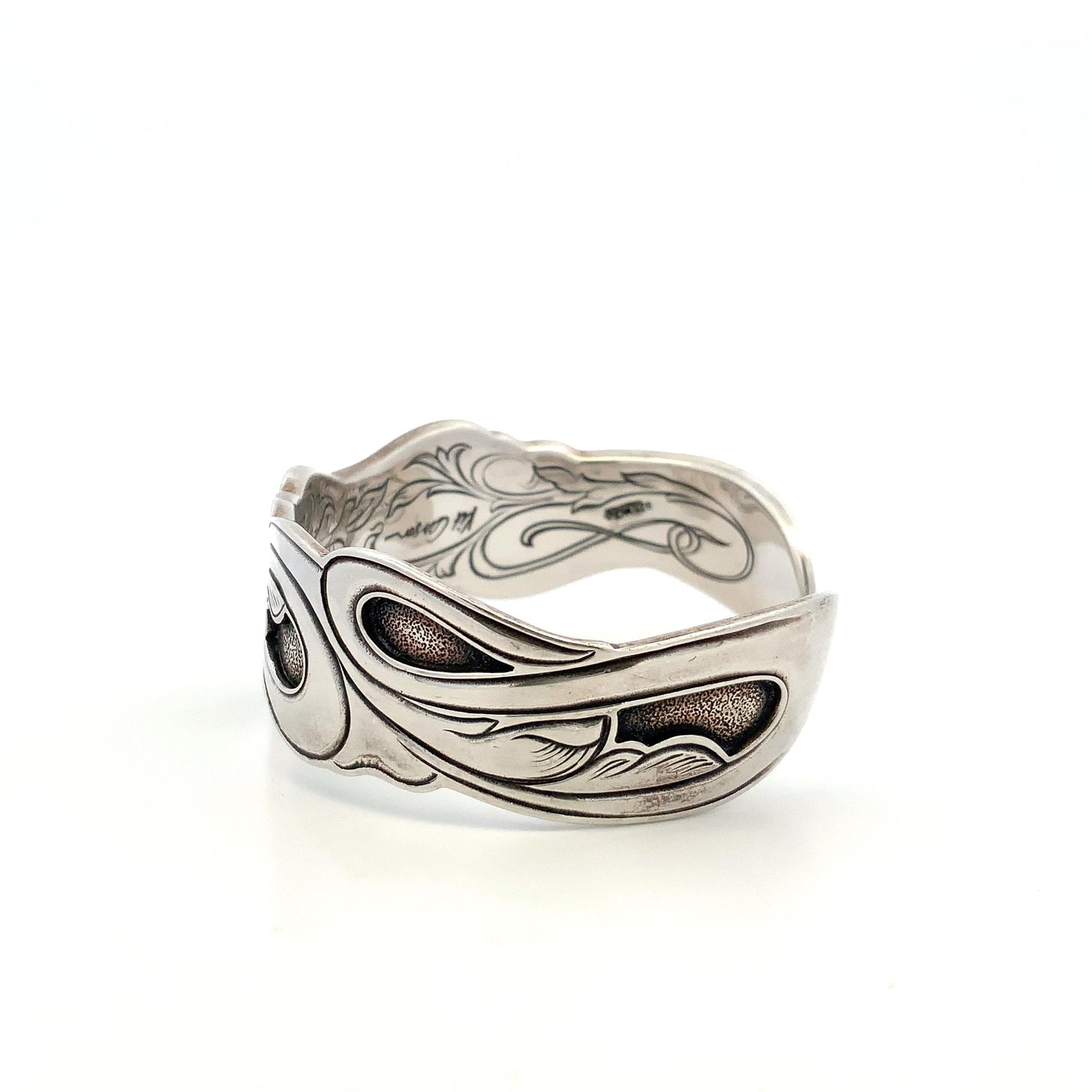 Signed Kit Carson Sterling Silver Vintage Abstract Modern Swirl Cuff Bracelet 7
