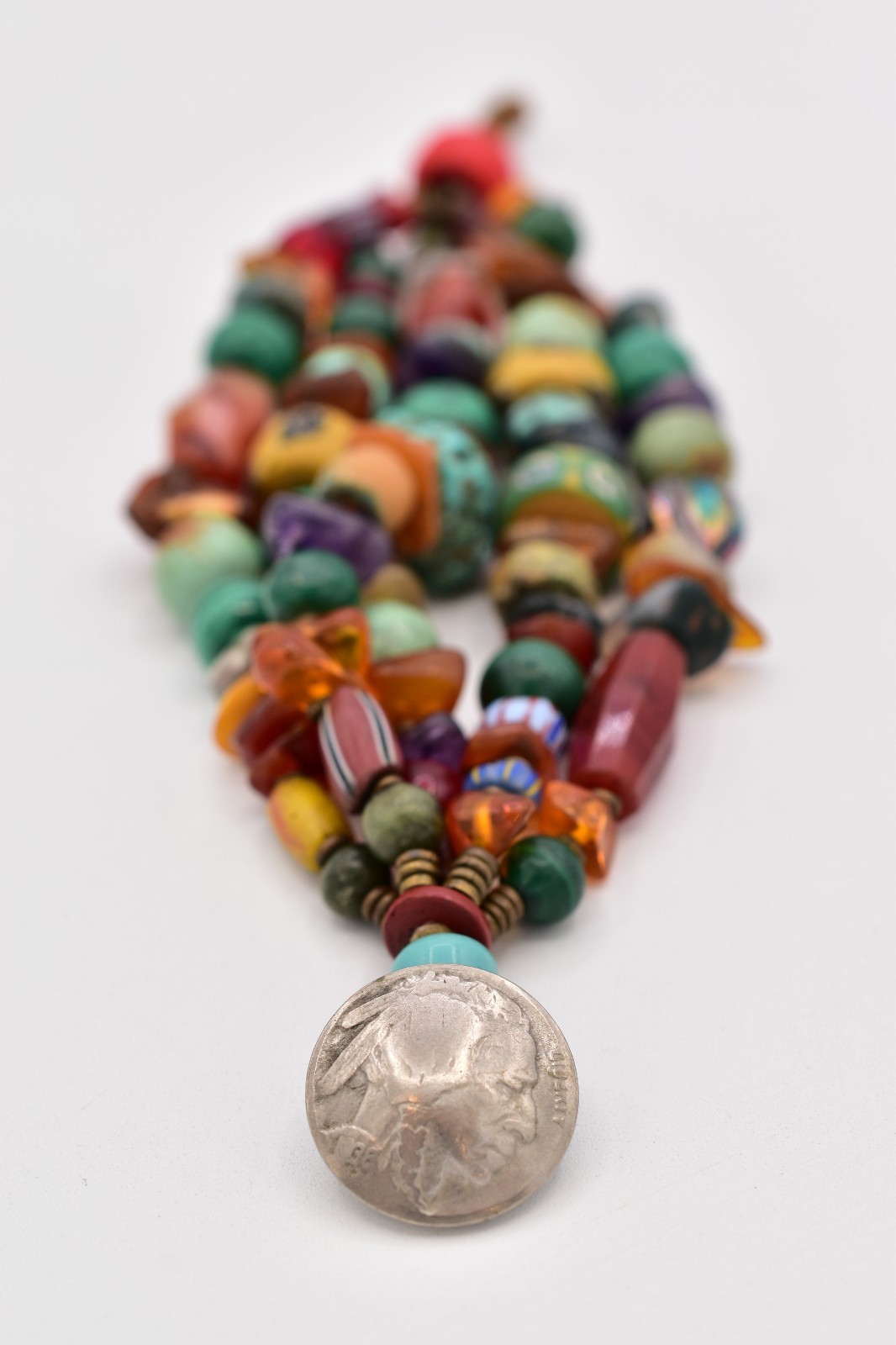 Vintage Multi Strand Stone Bead Bracelet Boho Chunky Mixed Gemstone 8″ BinBR