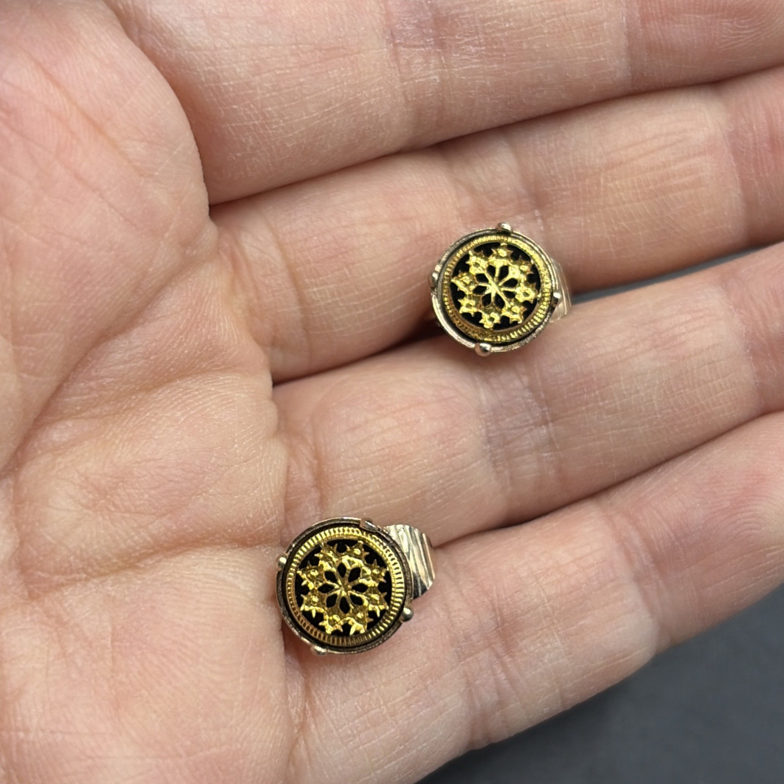 Vintage 1980 Avon Snow Fanasty Necklace Clip On Earring Set Gold Black