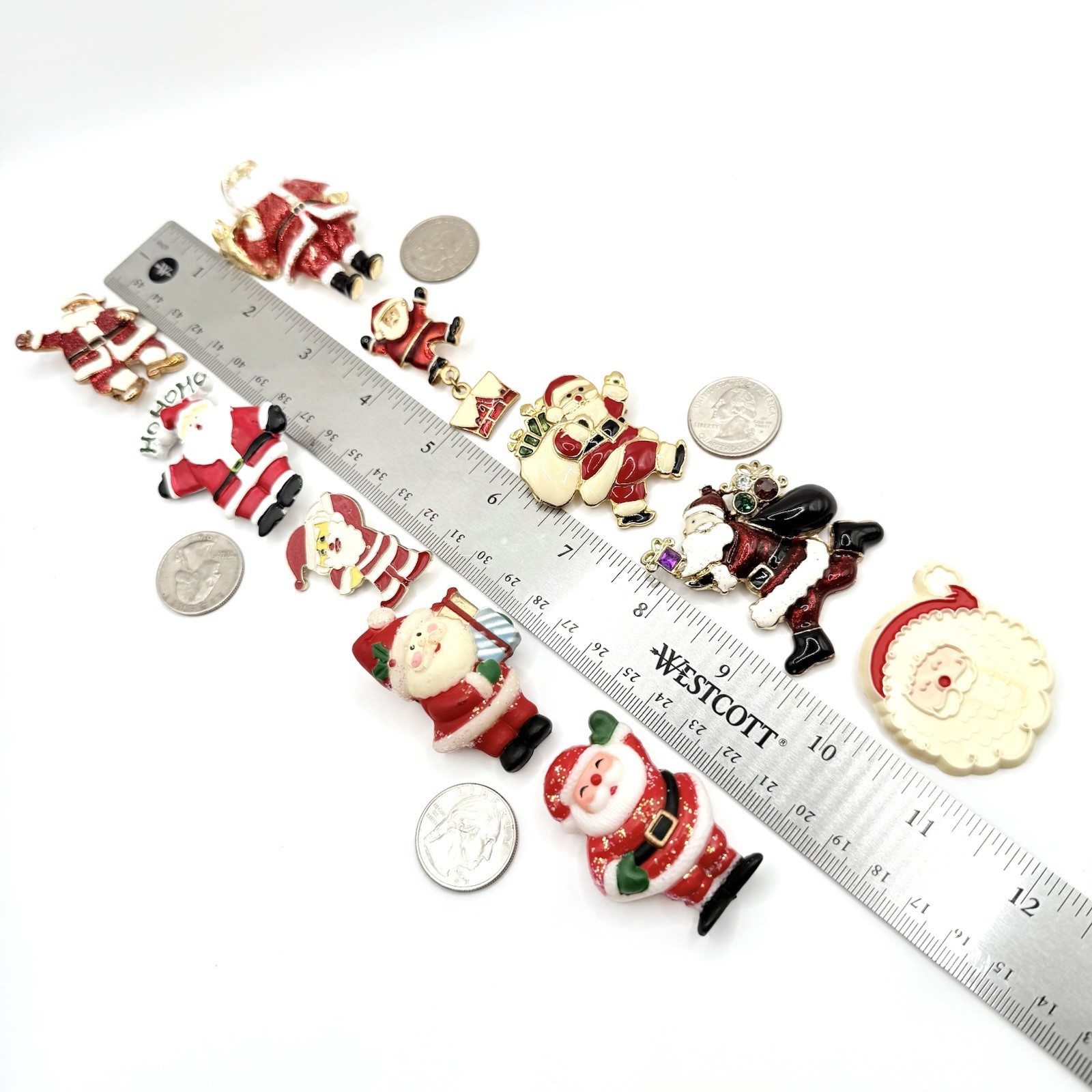 Vtg Christmas Santa 10 PC Brooch Lot AJC Haskell Hallmark Fun World Kringle CH4