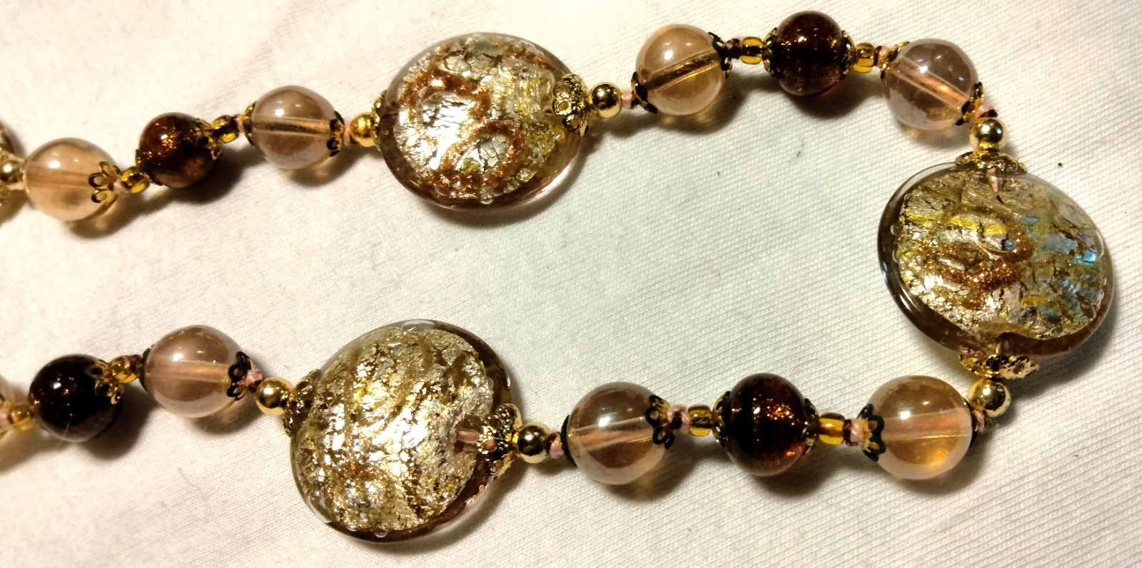 Vintage Venetian Sommerso Foil Fancy Glass Beads Beaded Necklace