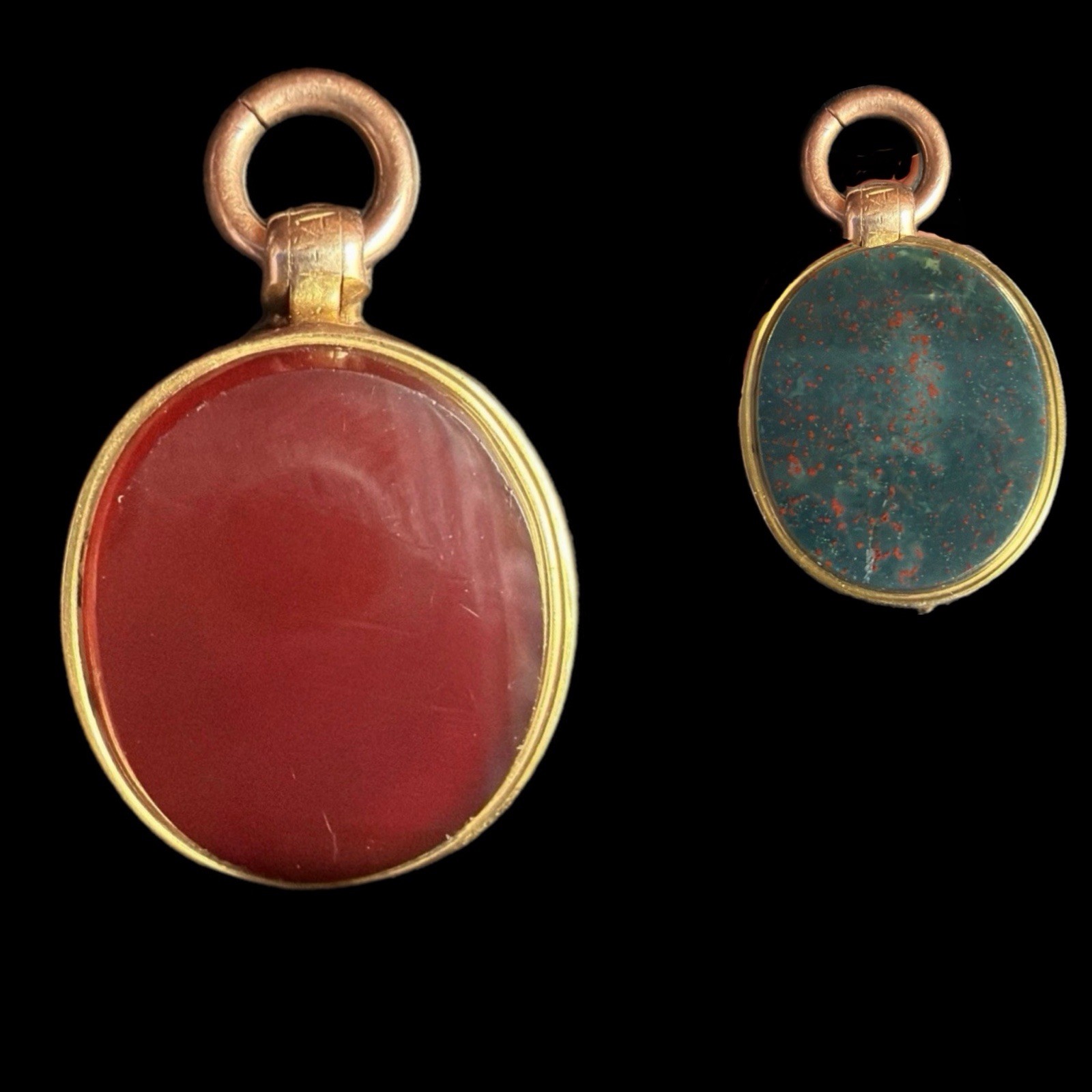 Victorian 9.3g Heavy Solid 9ct Gold Patented Locket Pendant Bloodstone Chip