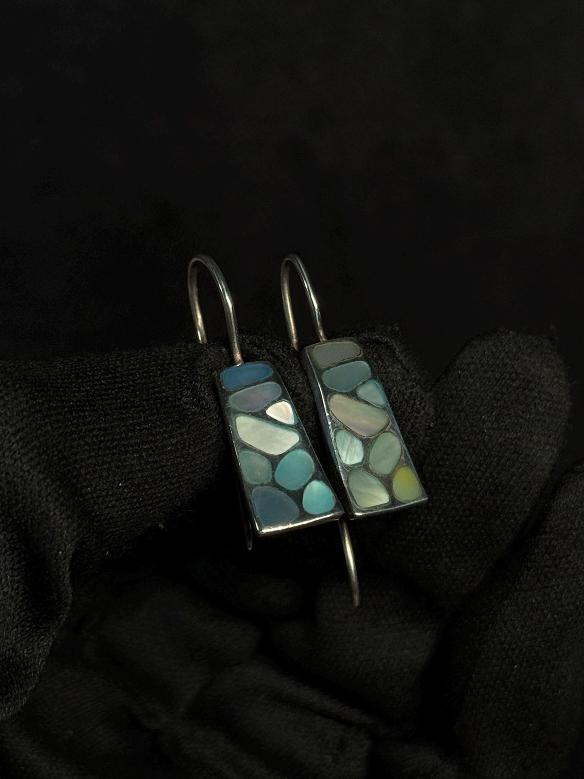 Sterling Silver Mother of Pearl Shell Drop Earrings