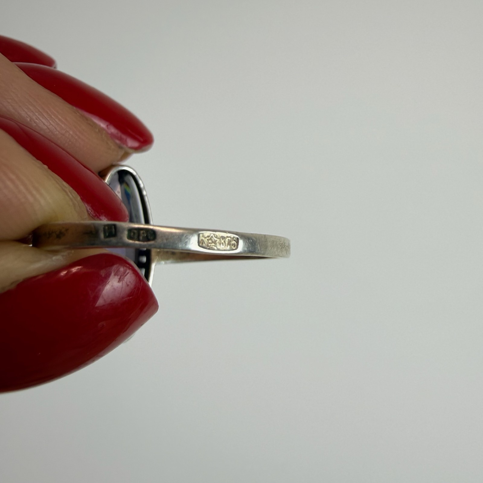 Vintage Soviet RING Silver 875 mark Star USSR, Women’s jewelry purple stone
