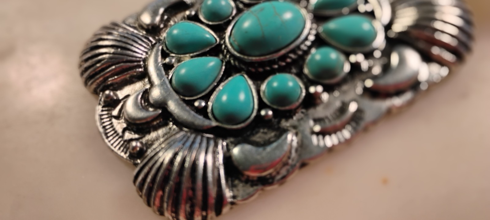 silver tone faux turquoise 2 piece pendant unsigned 64 grams vintage-cd2