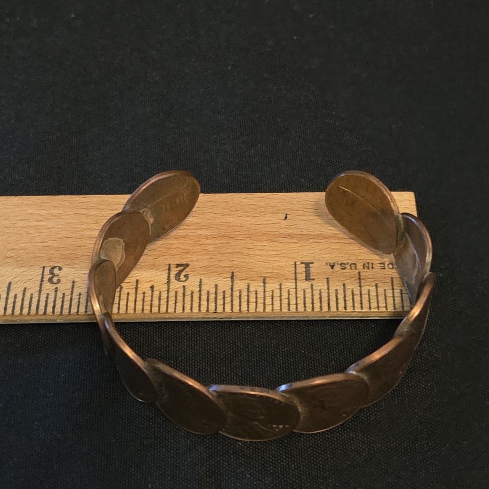 Bracelet Copper Penny Cuff Handmade 2⅜” Diameter Approximately Various Dates